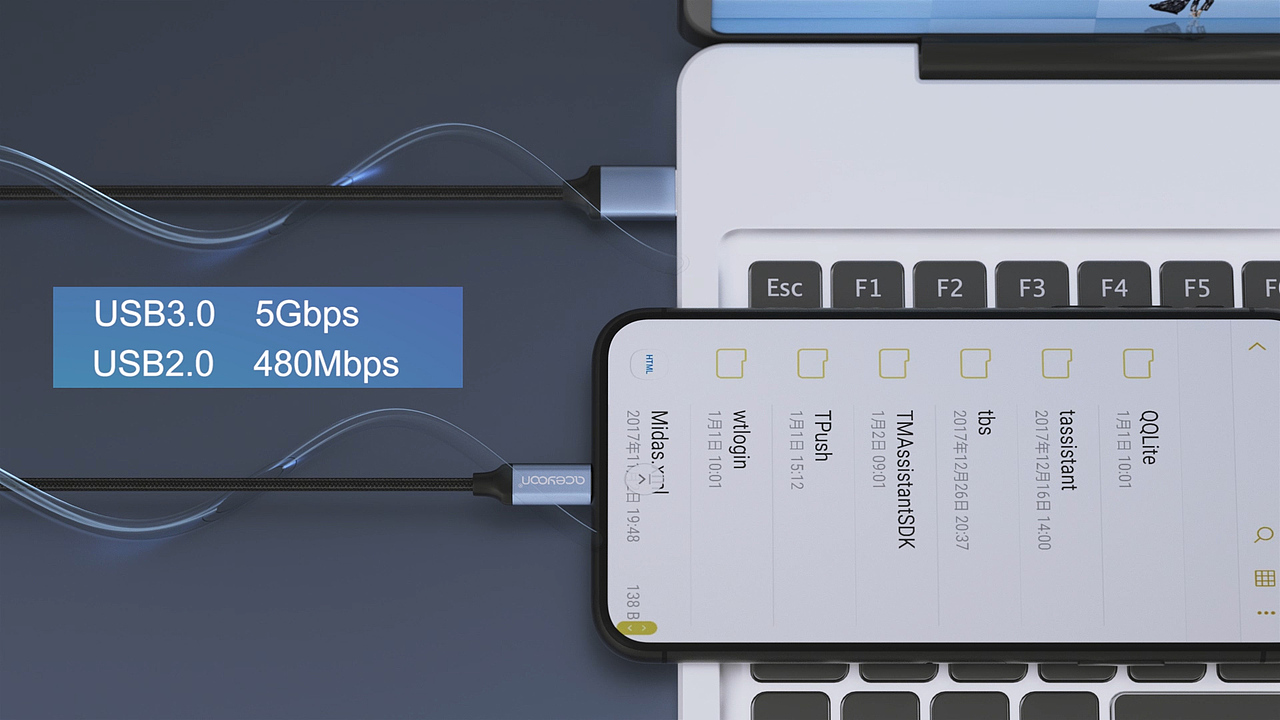 USB3.0转Type-C直头尼龙线材3M 1个装