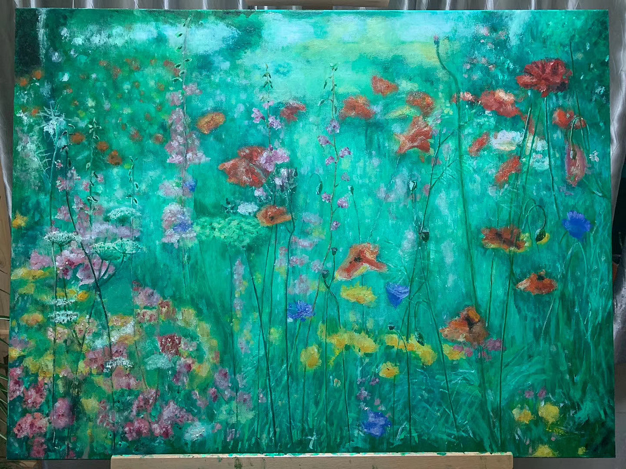 油画创作过程分享——野花丛舞