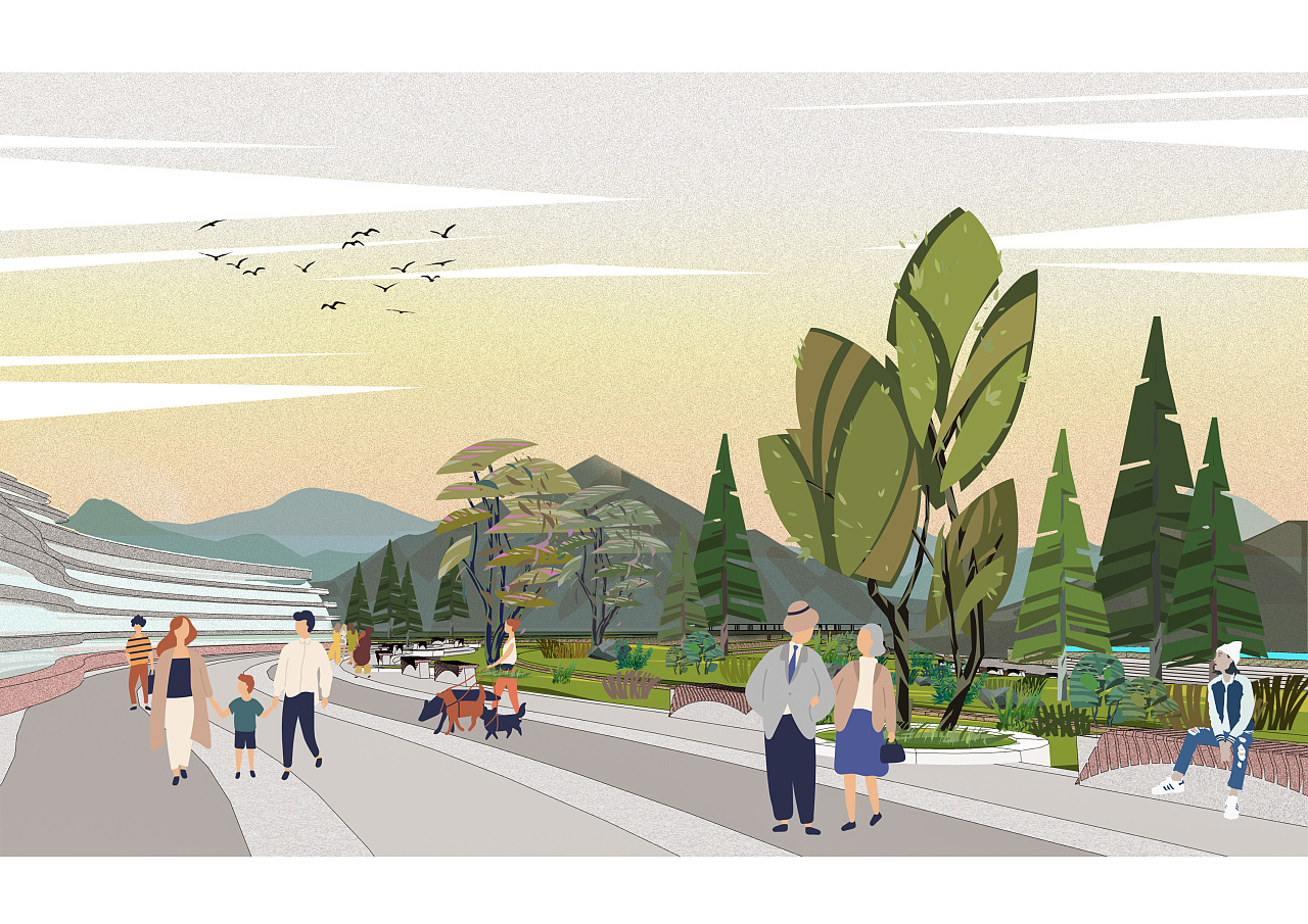 插画风的小尝试|空间|景观设计|芒贤超人 - 临摹作品 - 站酷 (zcool)