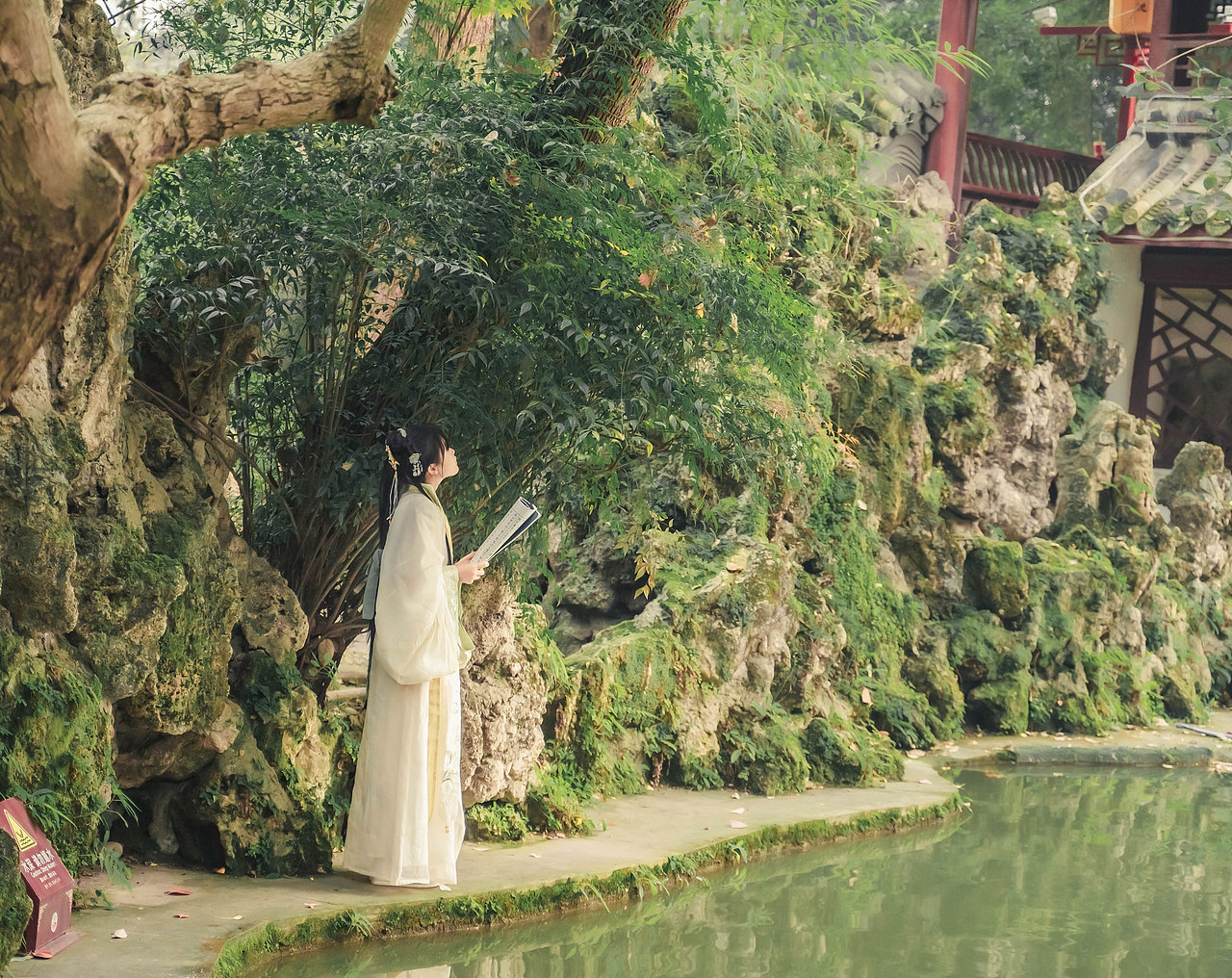 崇州魇画池汉服人像