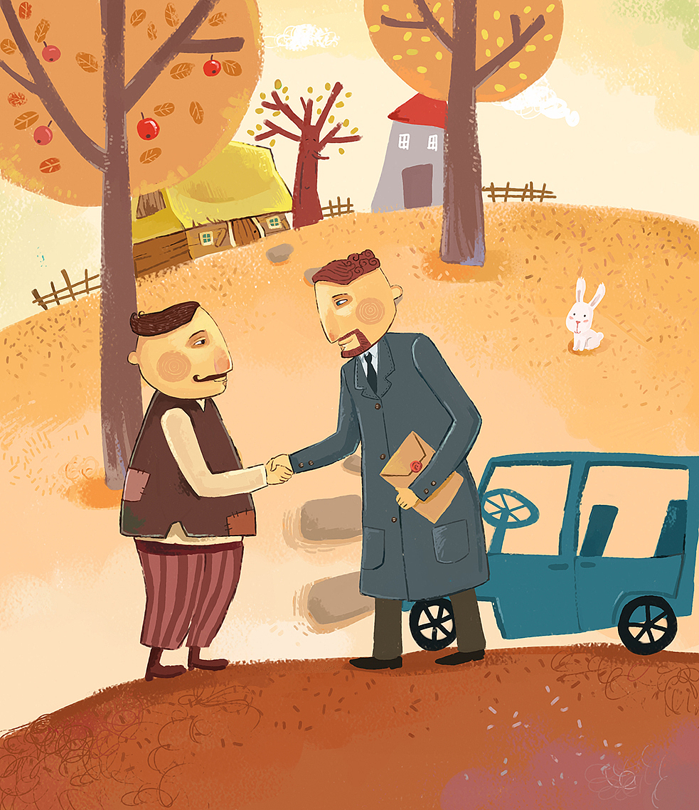 儿童插画-幸运的梨树