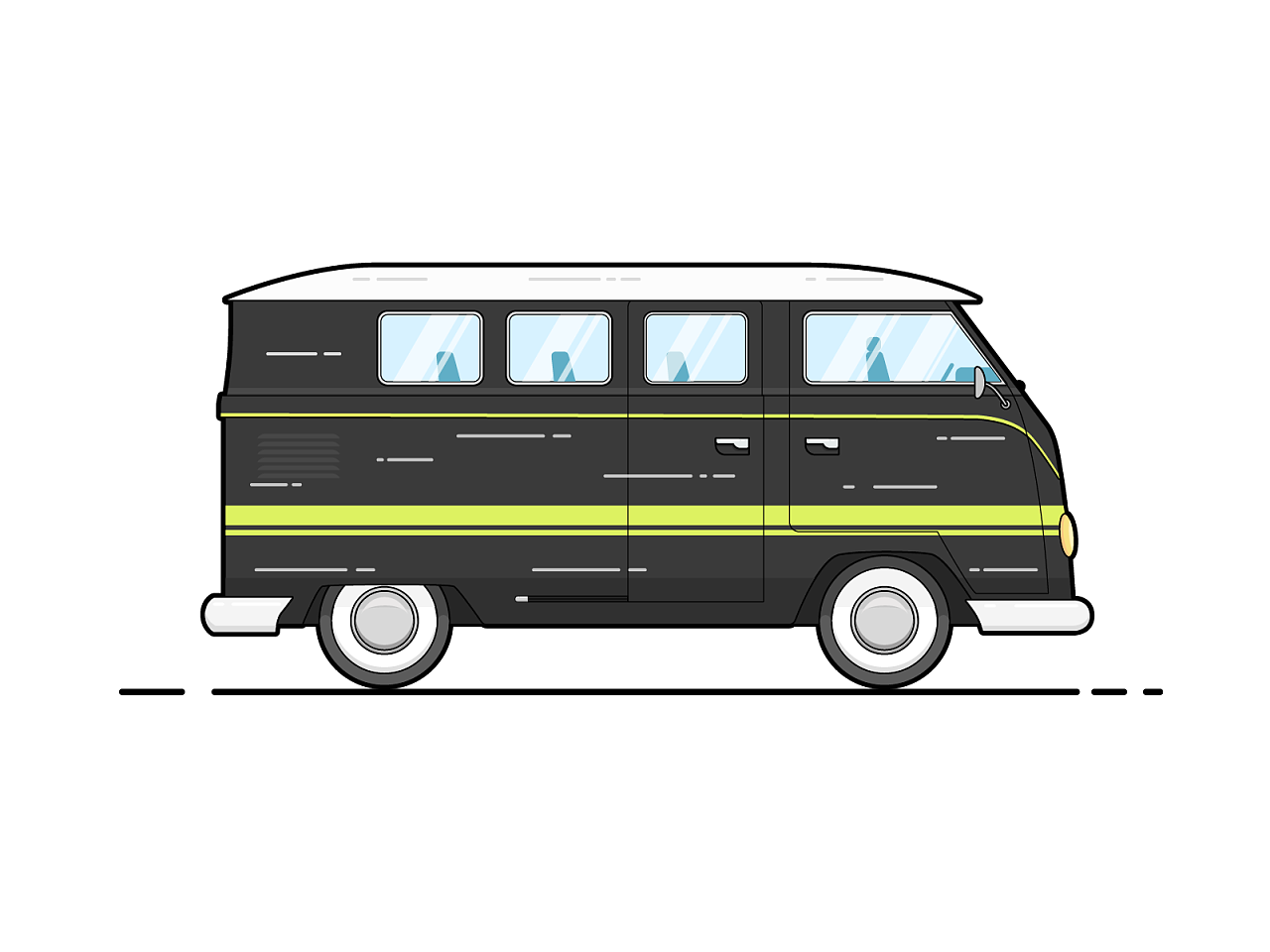 vw bus 小巴士插画 |插画|创作习作|bill_chan - 原创作品 - 站酷