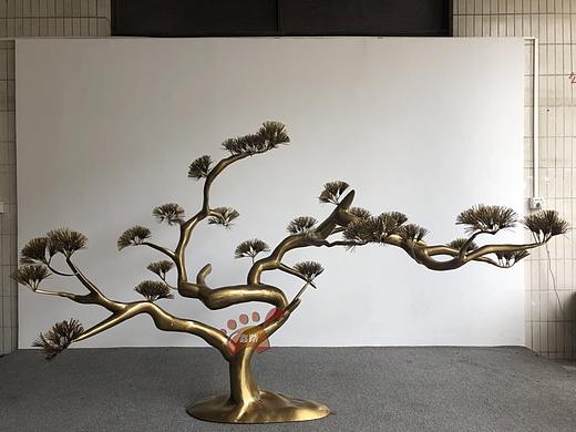 售楼部景观不锈钢松树雕塑 万年不倒松寓意坚强不屈