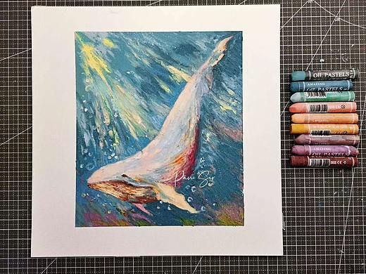 【油畫棒】這條鯨魚叫安美、第二張（個人主頁-ZNDczMjg4Mjg=） - 繪畫 - 站酷設(shè)計師Palette潘Sir原創(chuàng)素材 - 站酷ZCOOL