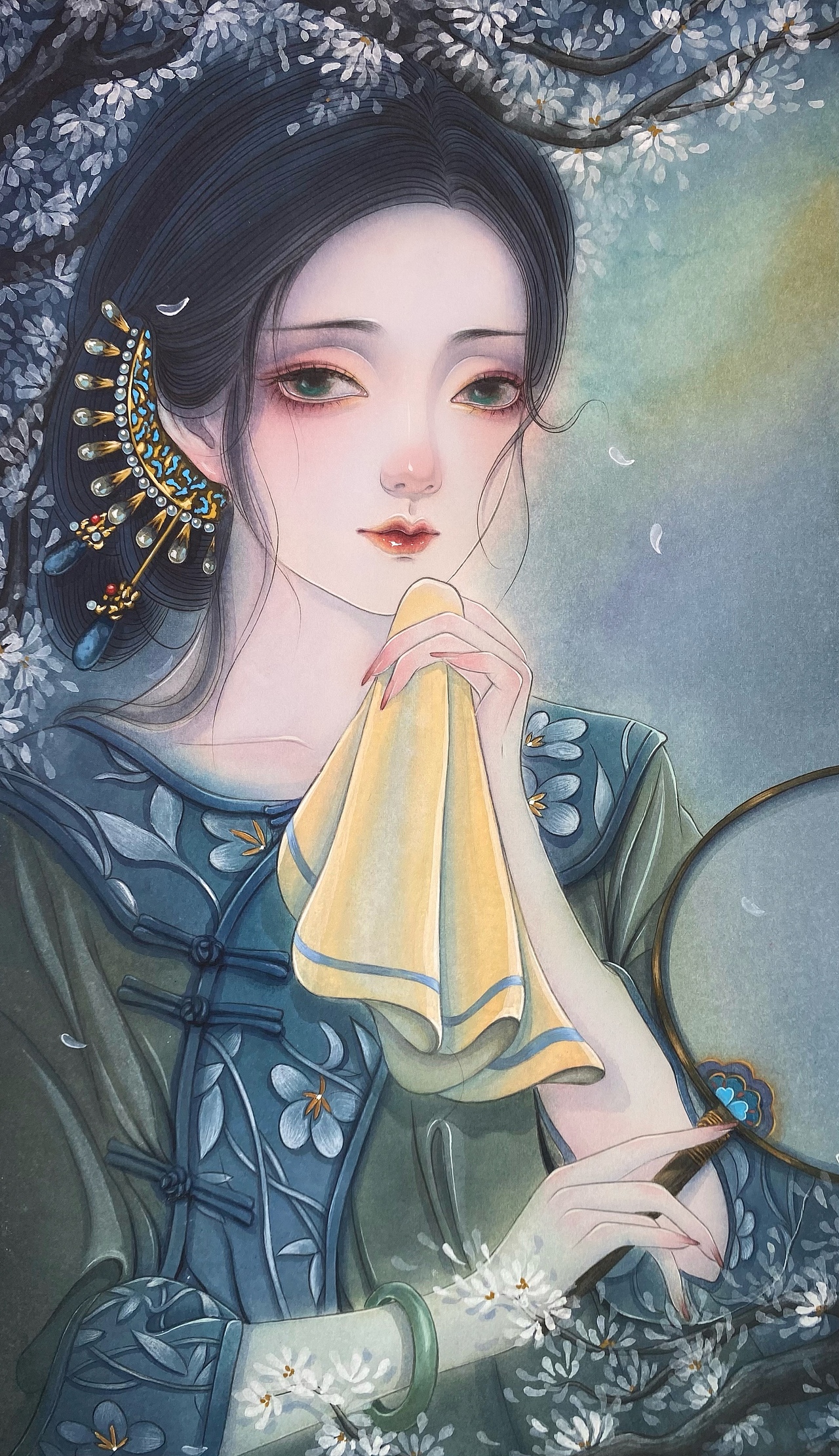 原创古风水彩插画美女