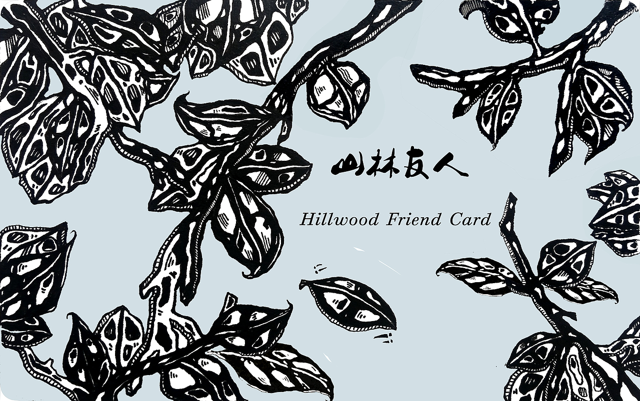 为工作室做的会员卡正面,图是手绘然后扫描的