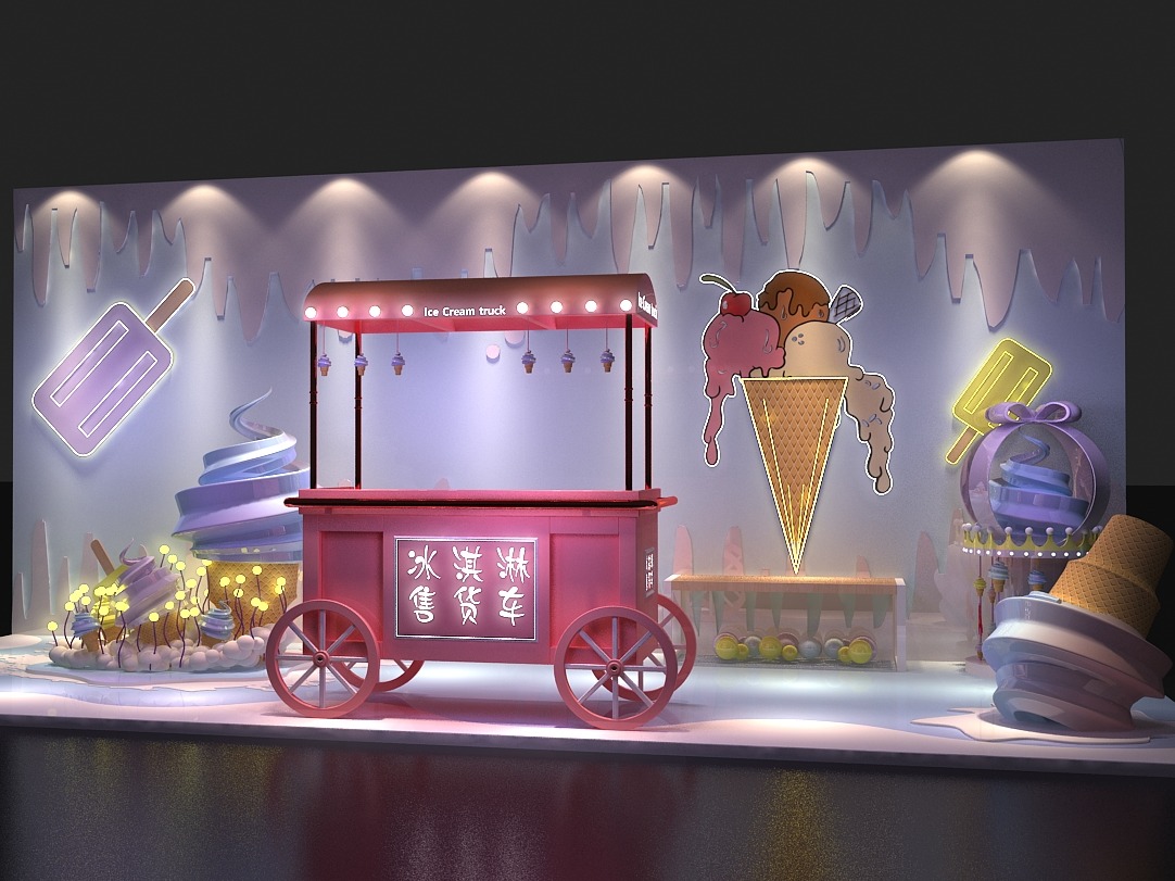 重庆日之月装饰冰淇淋店-公装效果图_装一网装修效果图