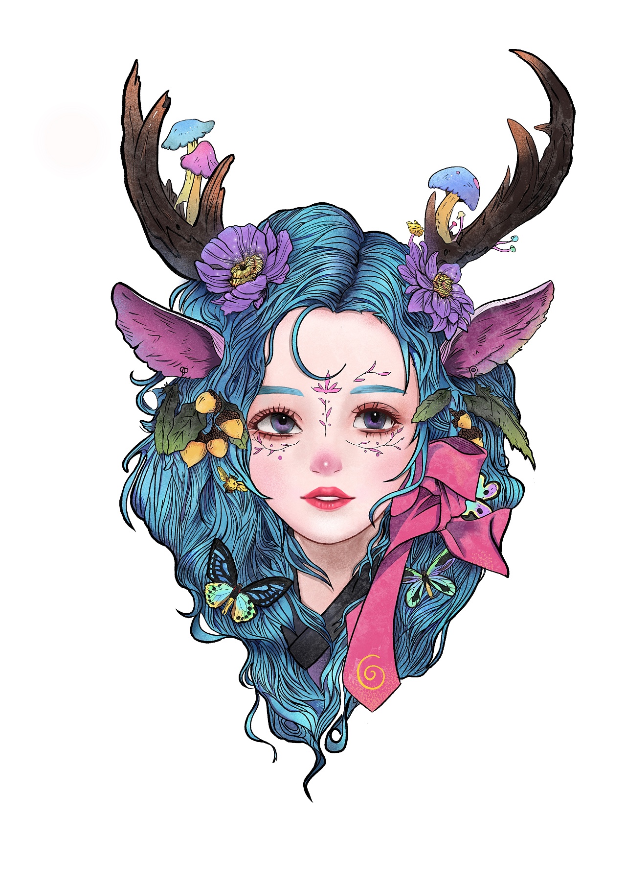 小鹿头|插画|创作习作|墨傀 - 原创作品 - 站酷 (zcool)