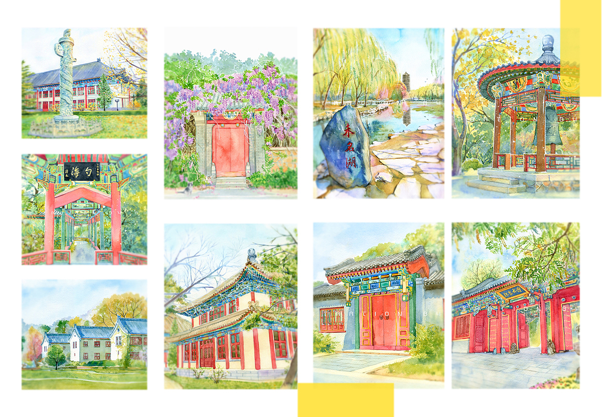 手绘高校系列——《北大燕园》