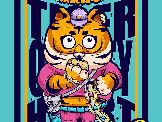 老虎创意插画——众「重」虎同「铜」心