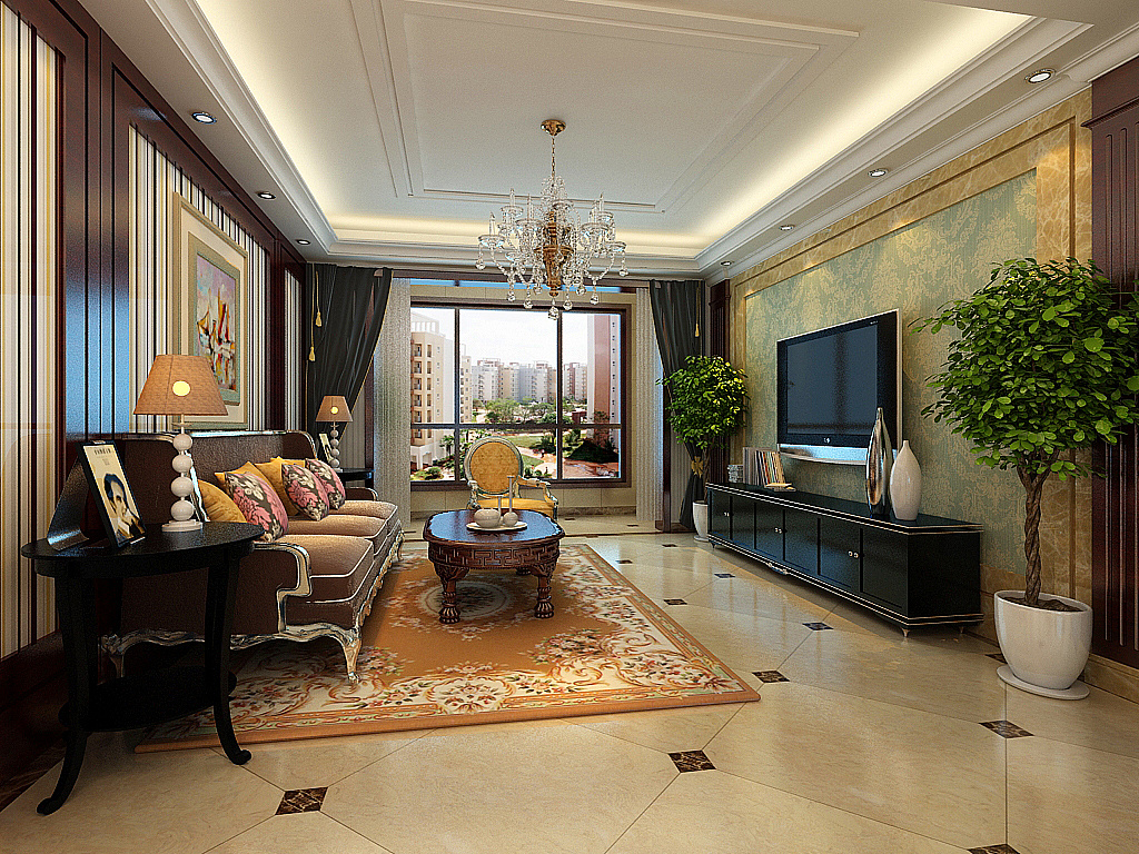 荣景园143㎡三室两厅后奢风格装修效果图