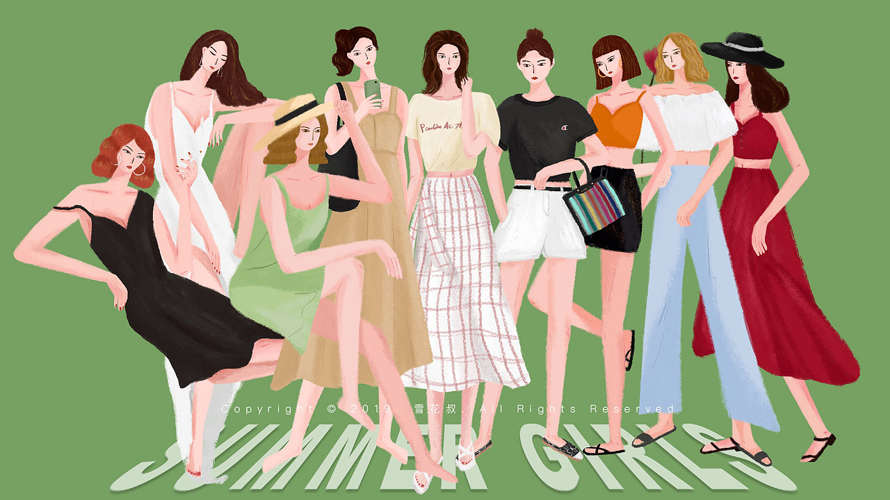 365日绘(20-28)——Summer girls