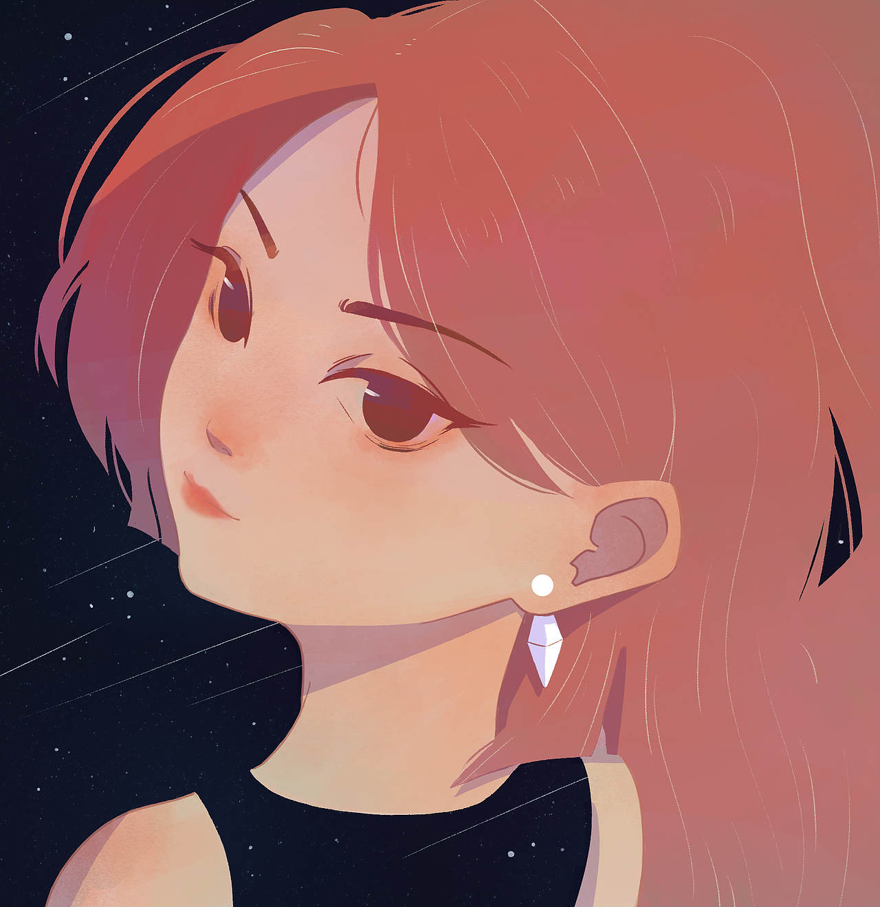 《不知道取什么名字就叫星空下站个女生》（图ZMjY0ODU3MDk2） - 艺术插画 - 站酷设计师有点正经的刘师傅原创素材 - 站酷ZCOOL