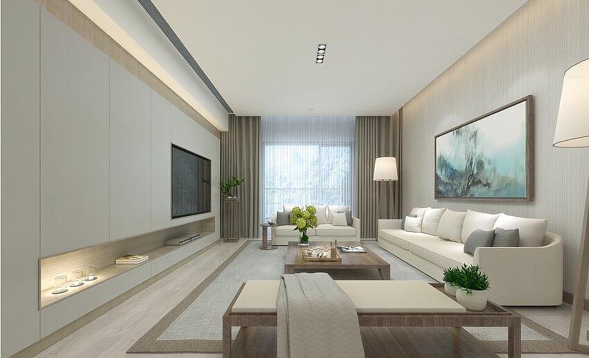 康桥悦岛三室两厅136平现代简约风格装修需要多少钱---客厅