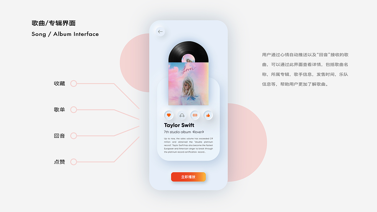 “回音”音乐APP UI界面设计 新拟态风
