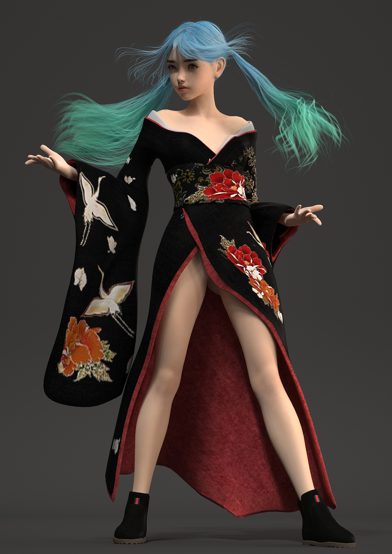 和服少女 c4d 建模 oc渲染