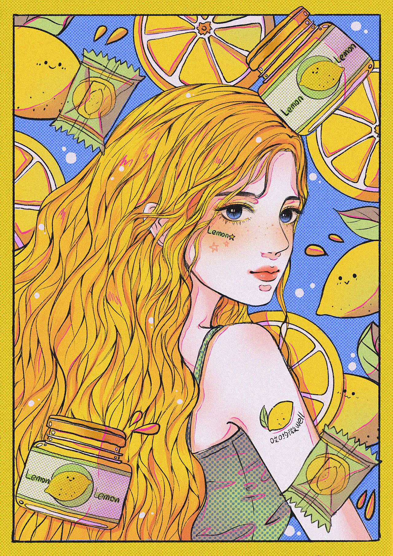 元气少女夏日水果女孩系列插画|插画|艺术插画|哎哟微well_原创作品-
