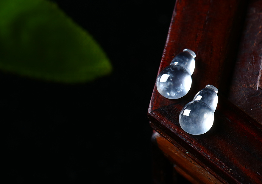 高冰葫芦裸石耳环镶嵌件