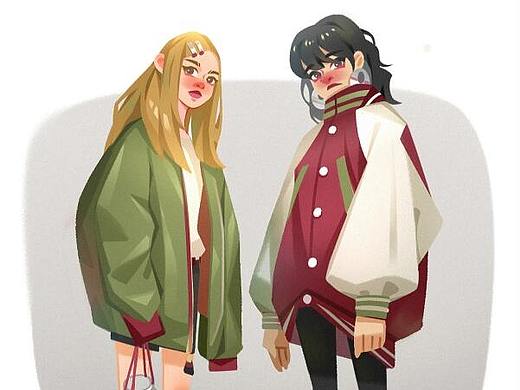 学生作品分享，一组很棒的欧美风小插画