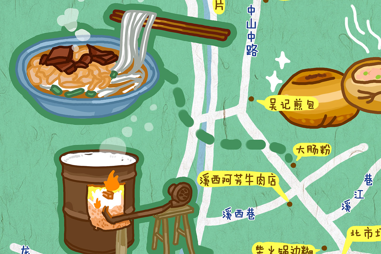 福鼎小吃美食手绘地图
