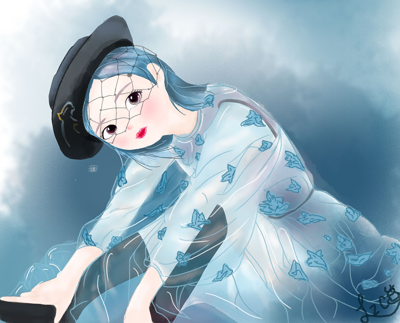 蓝色少女（图ZMTM3MDEzNzk2） - 创作习作 - 站酷设计师牛奶橘子茶原创素材 - 站酷ZCOOL