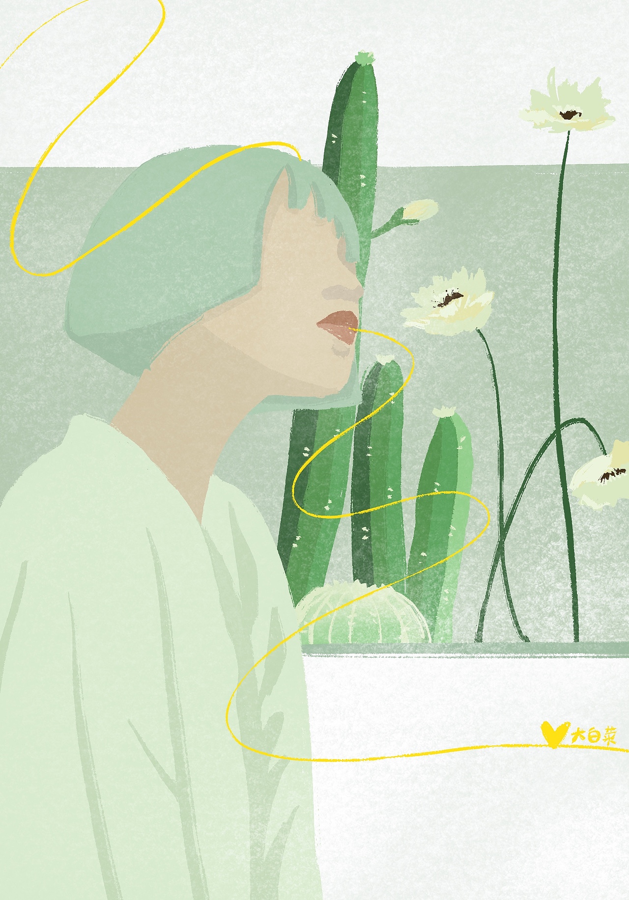 插画《绿色心情》|插画|创作习作|大白菜g_原创作品-站酷(zcool)