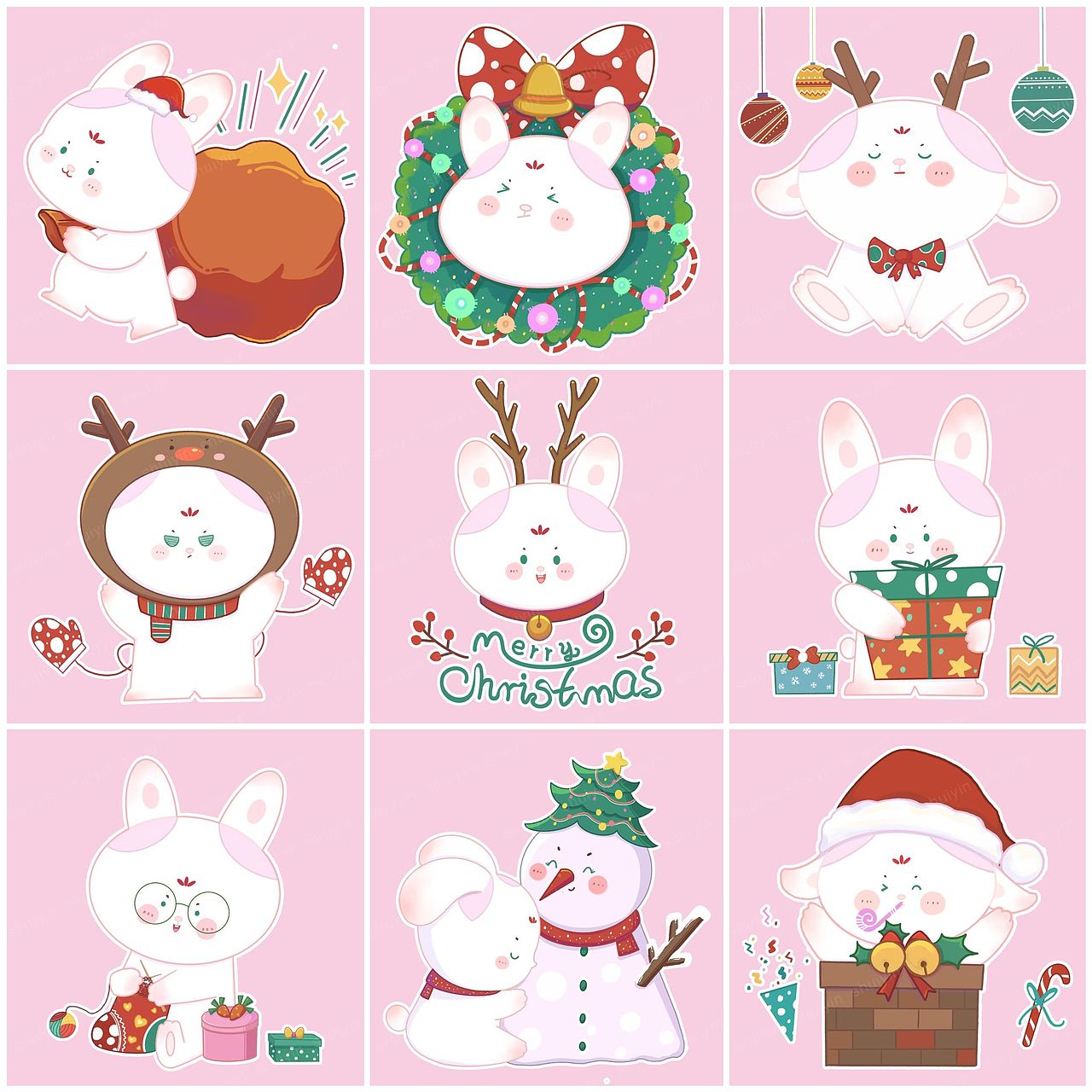 最近画的兔兔贴纸（图ZMzM5MjYzNDEy） - 图案 - 站酷设计师赵艳佳原创素材 - 站酷ZCOOL