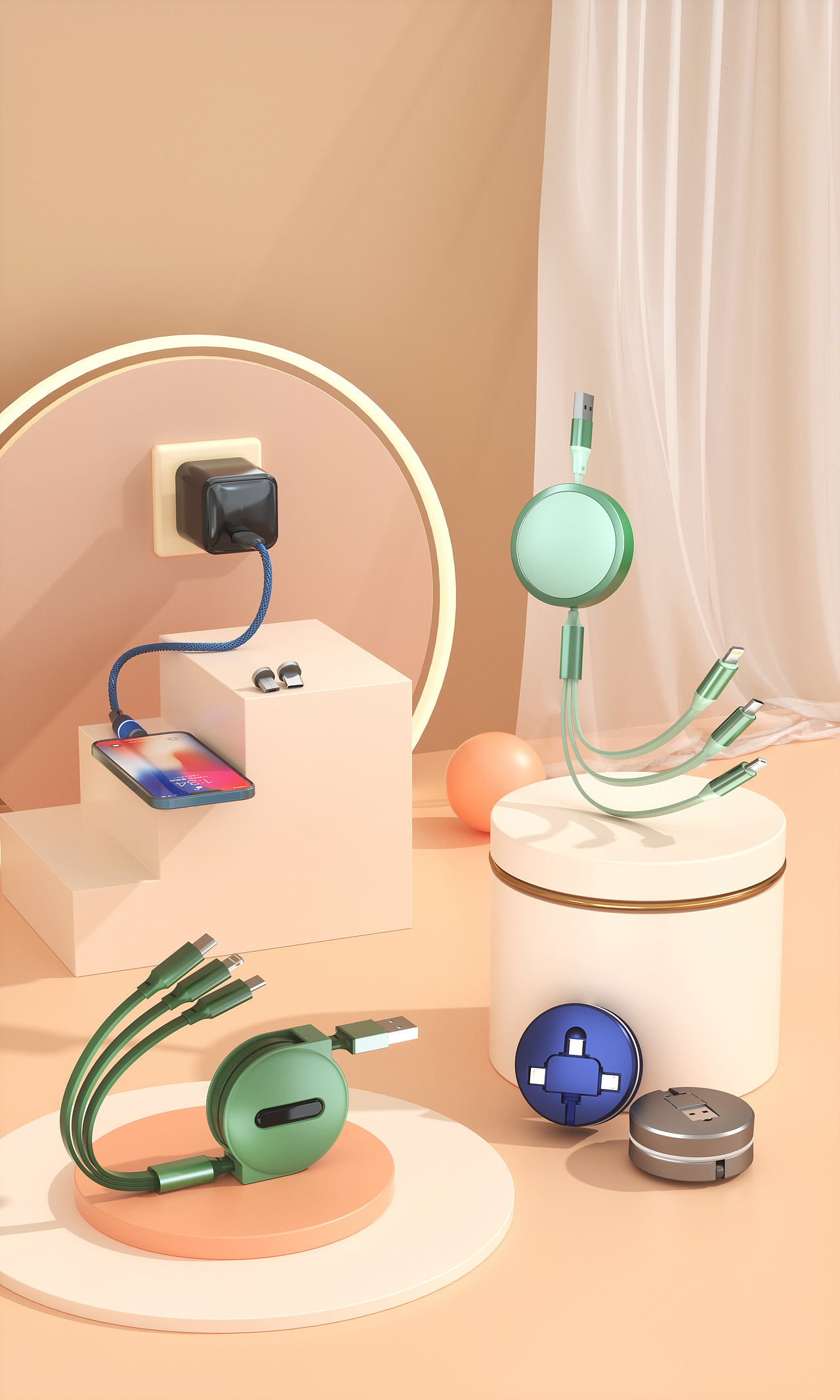 【吸尘器-充气泵】产品渲染