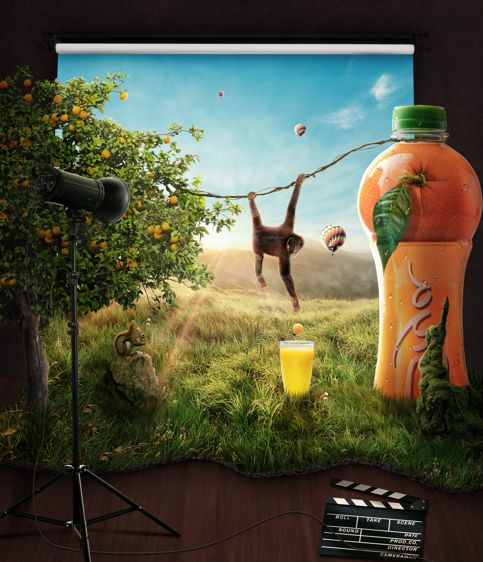 创意橙汁合成海报