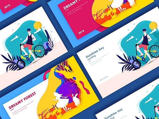 Dribbble网页插画打榜 扁平插画