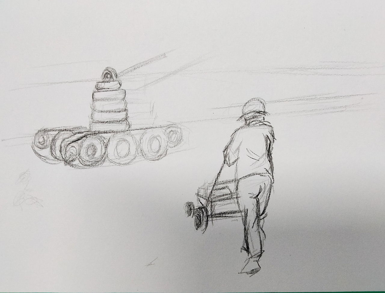 厂区一角，彩铅小画