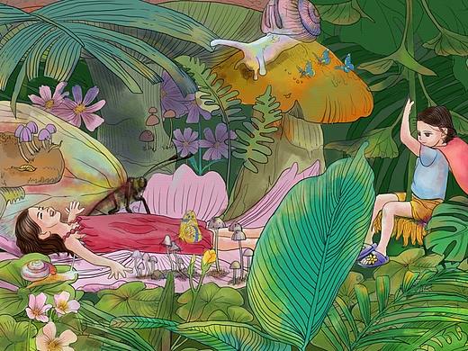 原创|植物森林之林间嬉戏（个人主页-ZNTQ4OTc1NDQ=） - 儿童插画 - 站酷设计师紫水晶86829原创素材 - 站酷ZCOOL