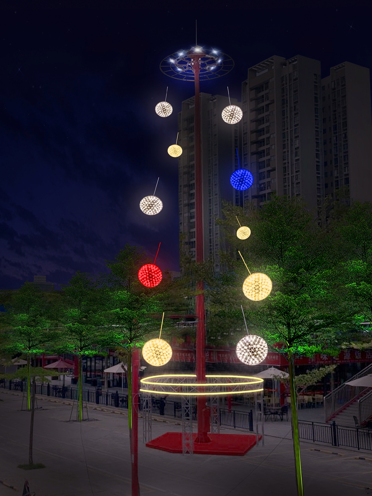 户外大型灯光装置定制工厂铭星厂家专业室外街道亮化