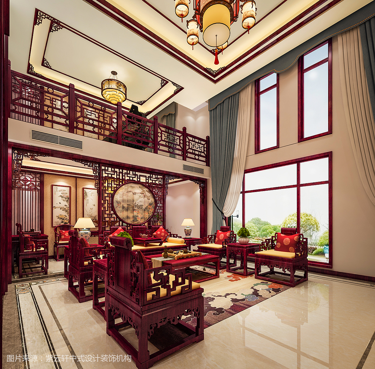 中式设计欣赏 室内设计 别墅设计 客厅中堂（图ZMTM5NjExODA4） - 家装设计 - 站酷设计师紫云轩中式原创素材 - 站酷ZCOOL