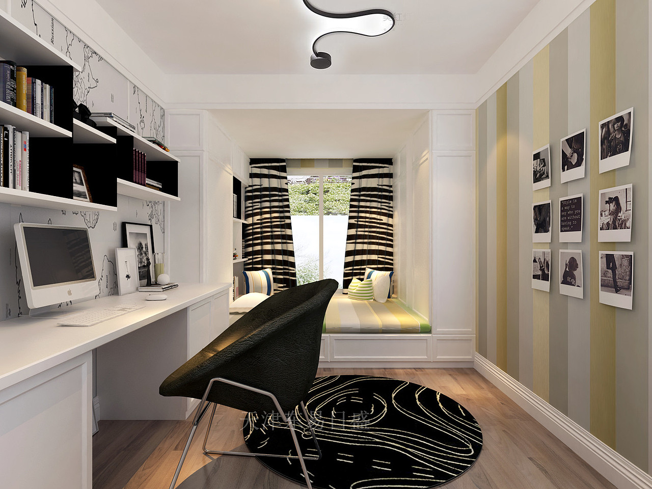 数码珑园现代简约风格书房装修效果图