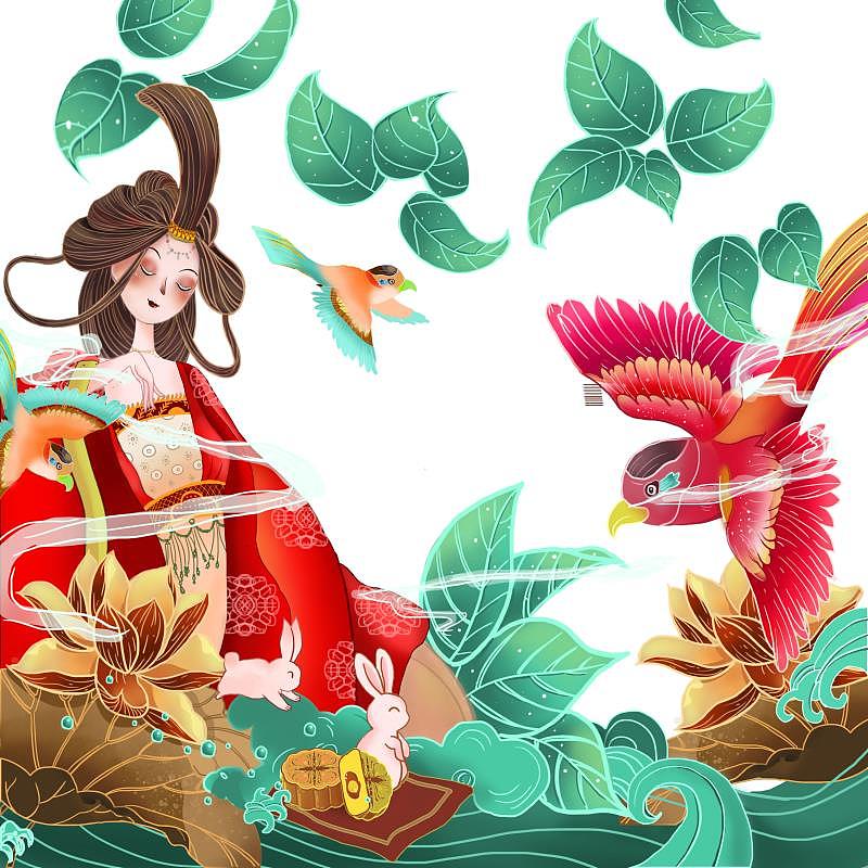 国潮中秋插画