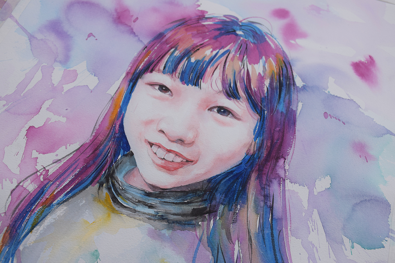 水彩头像写生小女孩作品二