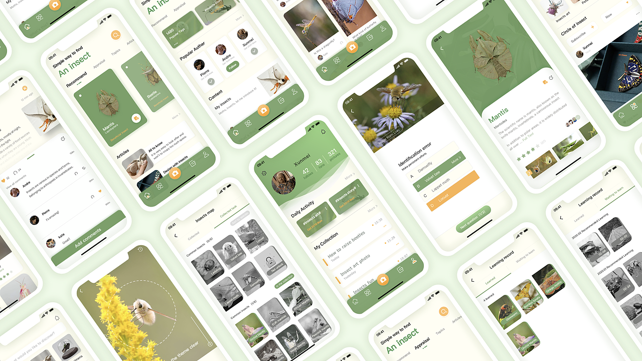 昆虫记app设计（图ZMjAwNjM3MDg0） - APP界面 - 站酷设计师玛嘉烈没有风筝原创素材 - 站酷ZCOOL