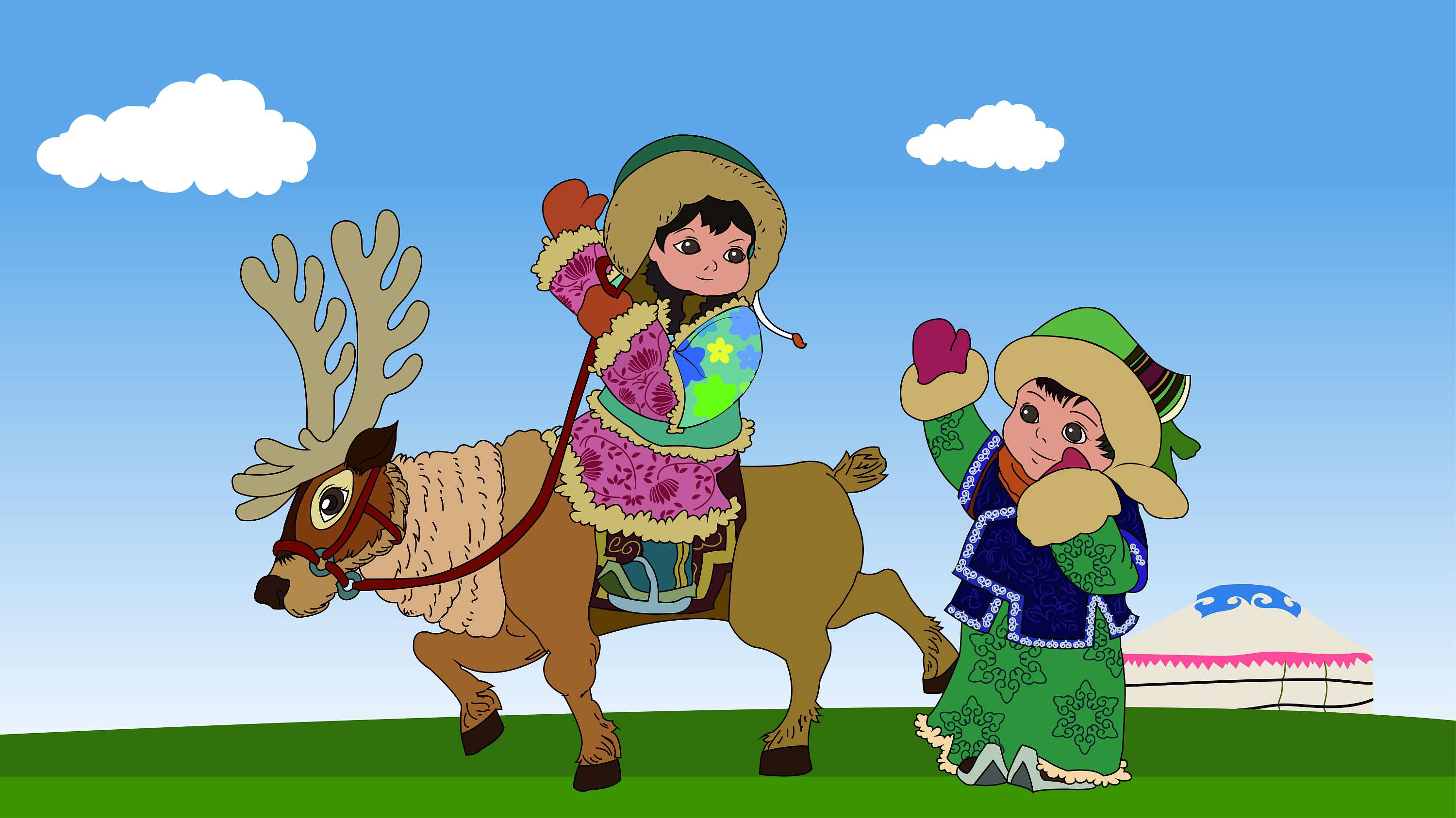 蒙古族生活习俗插画