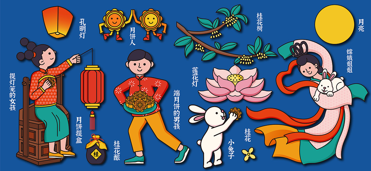 四大传统节日（图ZMzE0NTE3MjI4） - 商业插画 - 站酷设计师叶子果酱插画原创素材 - 站酷ZCOOL