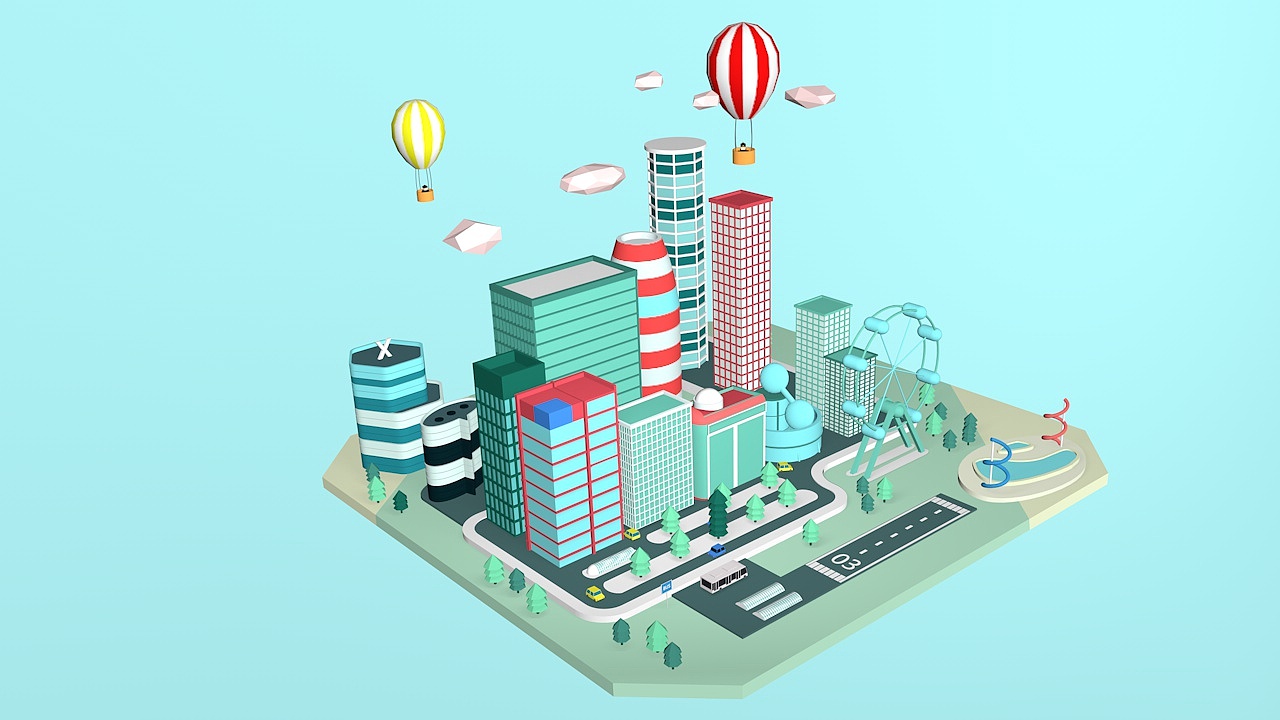 c4d小城市|三维|建筑/空间|淳卿 - 临摹作品 - 站酷 (zcool)