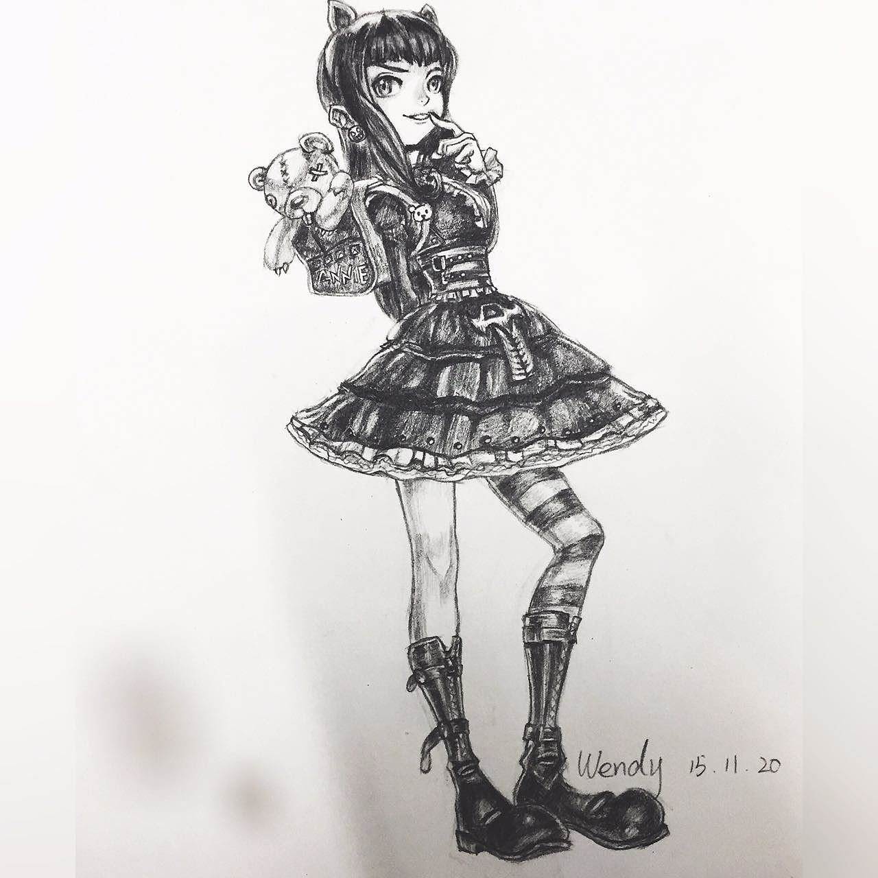 哥特萝莉小安妮 手绘练习（图ZMzkzMzk5OTY=） - 创作习作 - 站酷设计师黄豆豆007原创素材 - 站酷ZCOOL