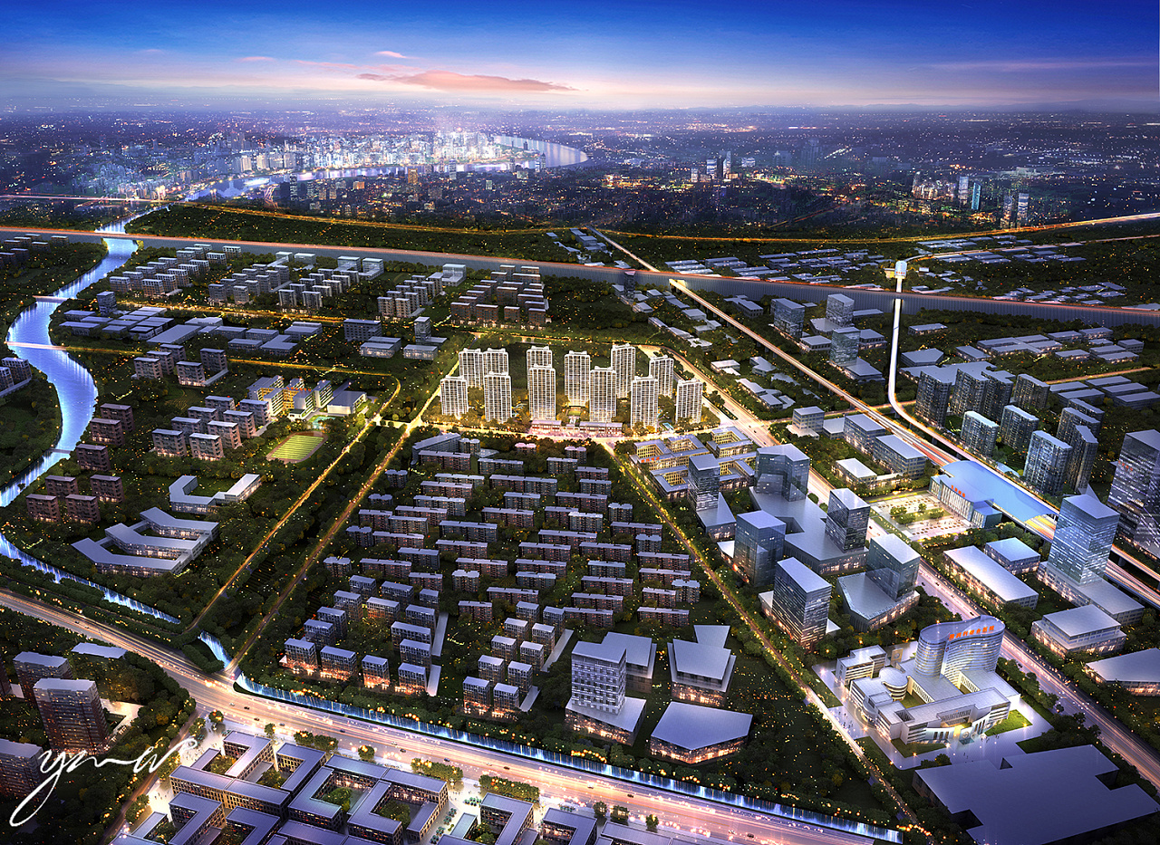 地产效果图-区域鸟瞰