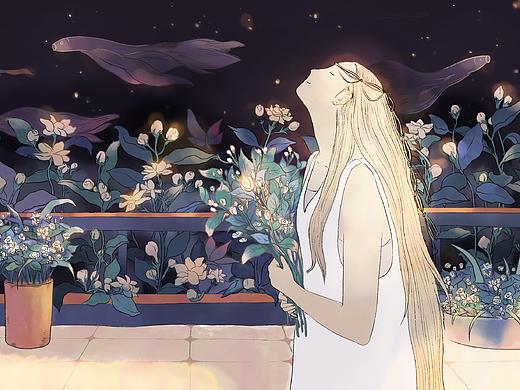 《茉莉与夜晚》插画习作