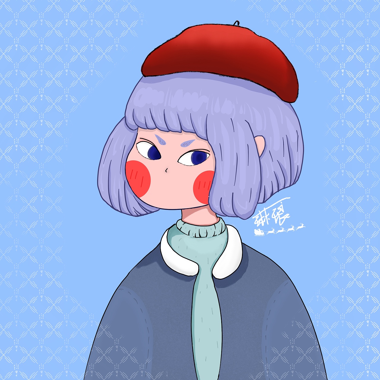 贝雷帽的小女孩.