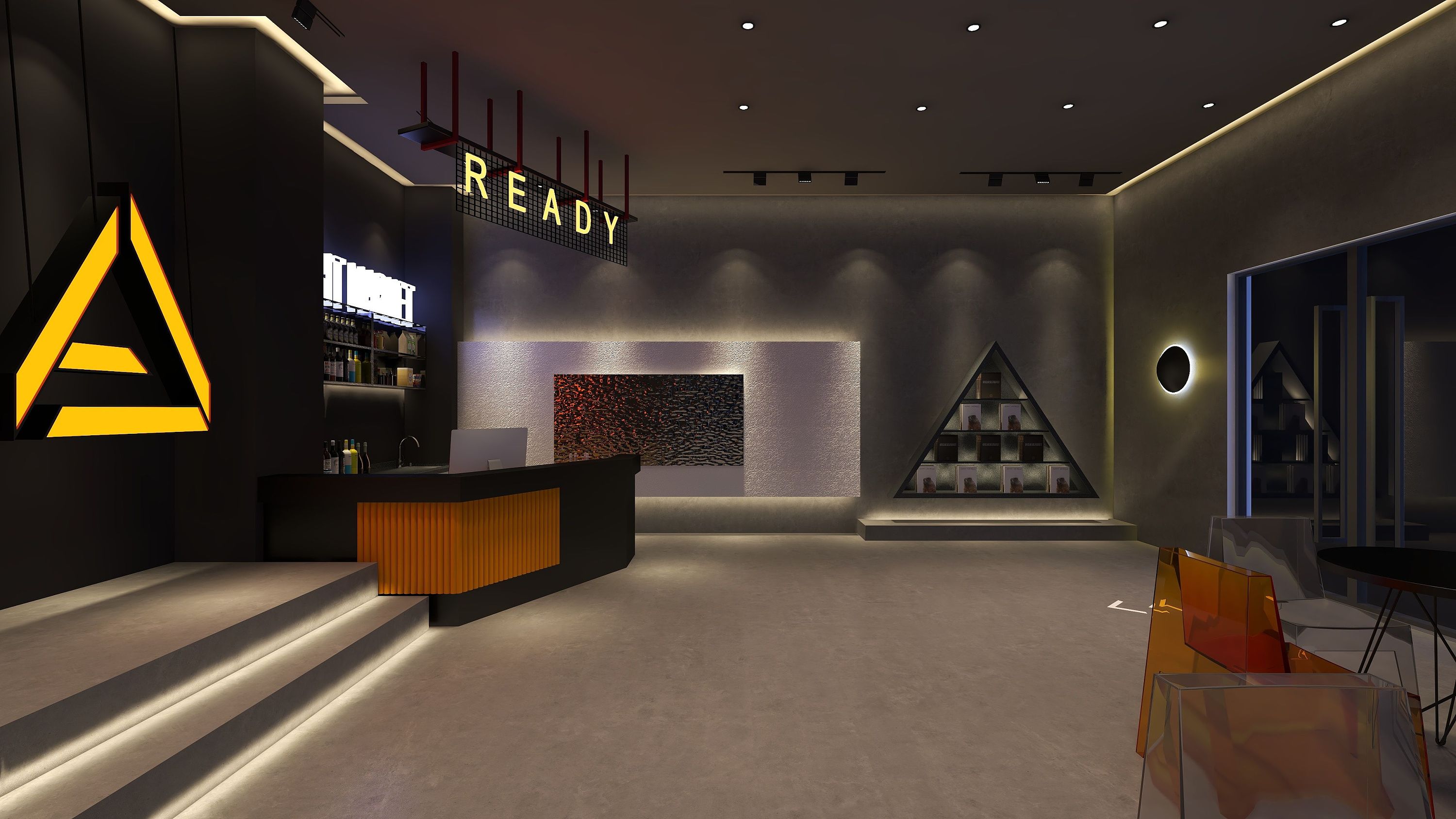 酷炫黑金风大厅|空间|家装设计|艺设一班谌同学 - 原创作品 - 站酷