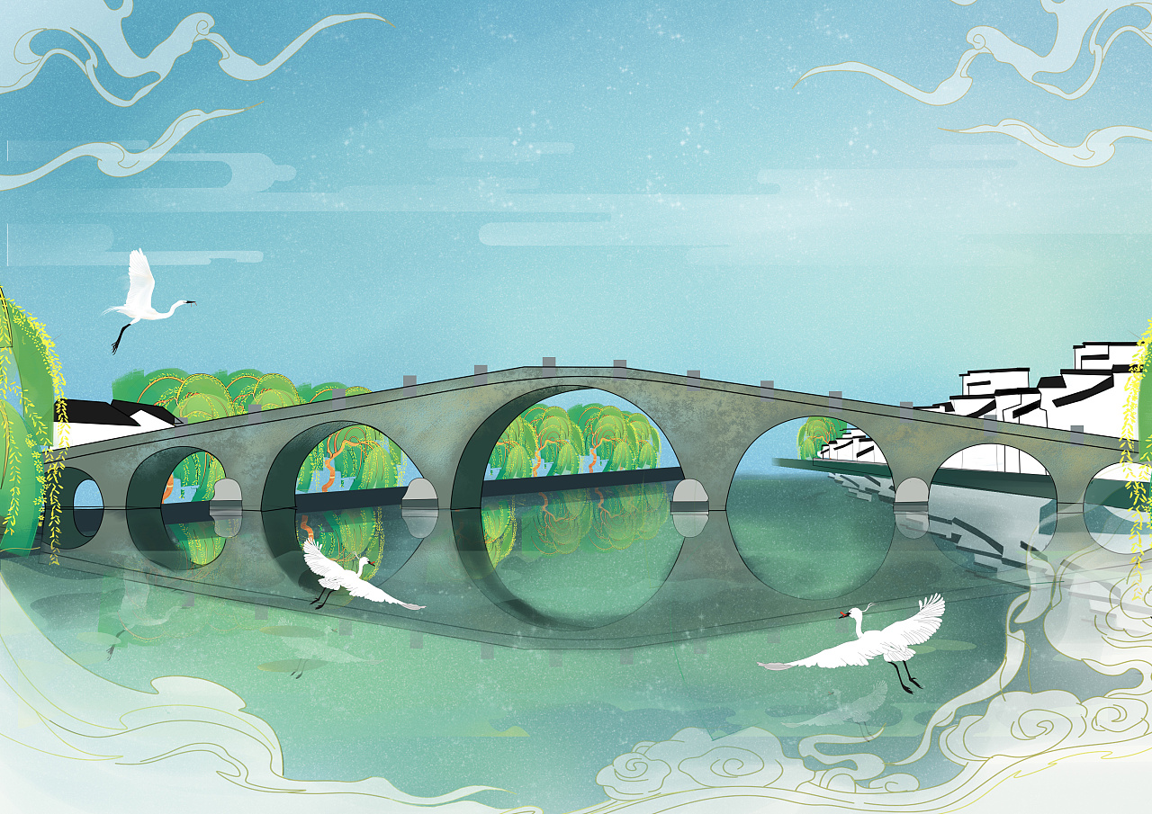 “杭州运河十景”主题插画|插画|商业插画|爆甜nice - 原创作品 - 站酷 (ZCOOL)