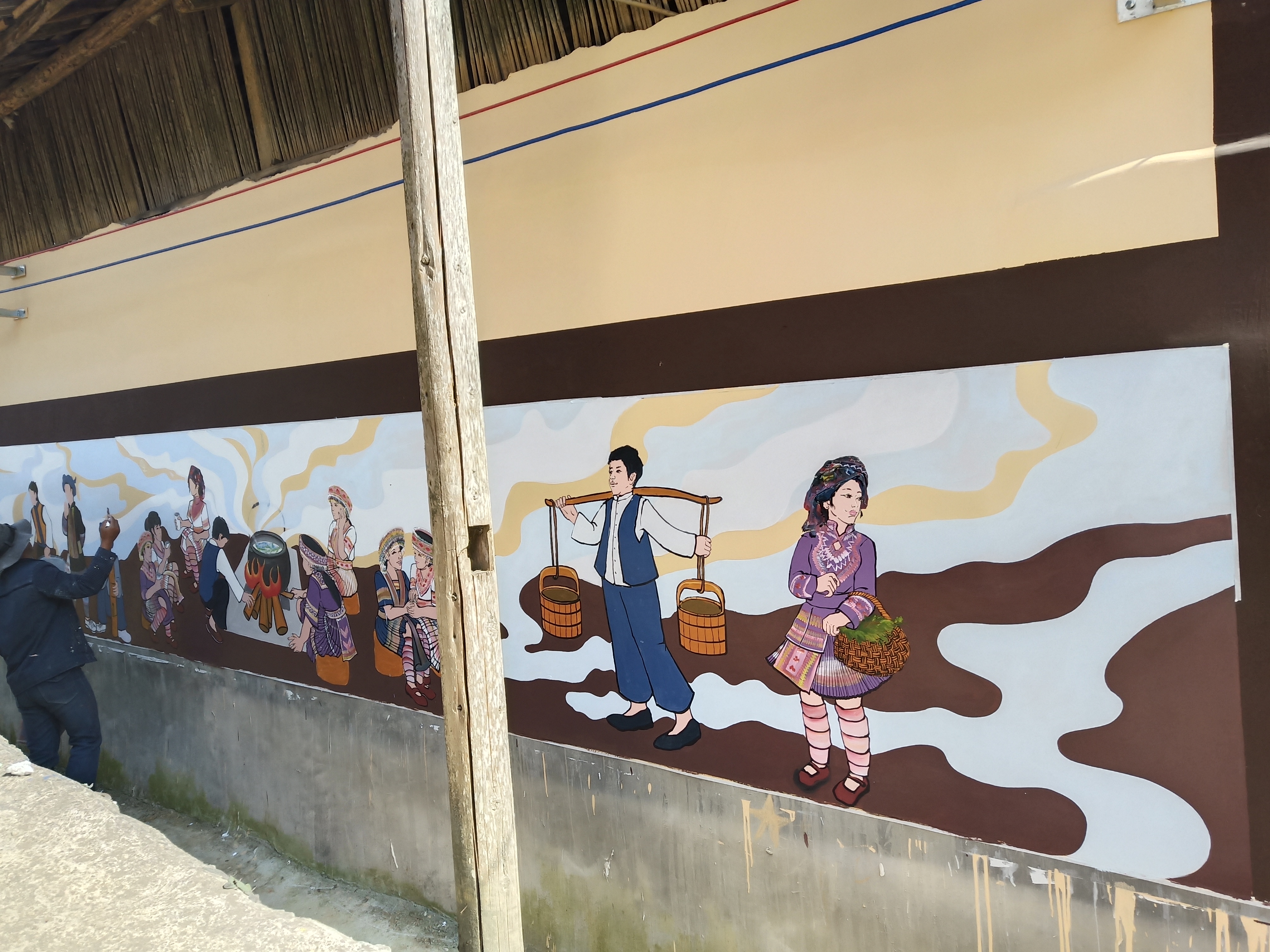 苗族风俗墙绘壁画图片图片