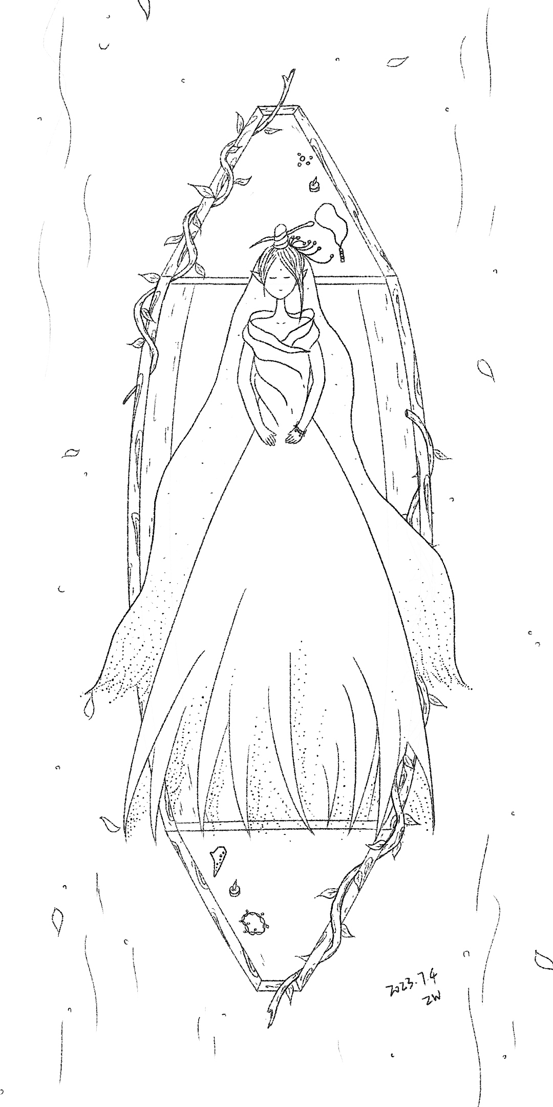 线条黑白插画，我与上古神兽（图ZMzUzMTExNDMy） - 创作习作 - 站酷设计师翟紫微原创素材 - 站酷ZCOOL