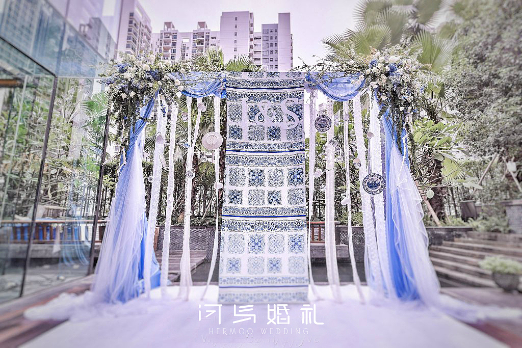 河马婚礼|户外青花瓷主题婚礼(蓝色+白色)
